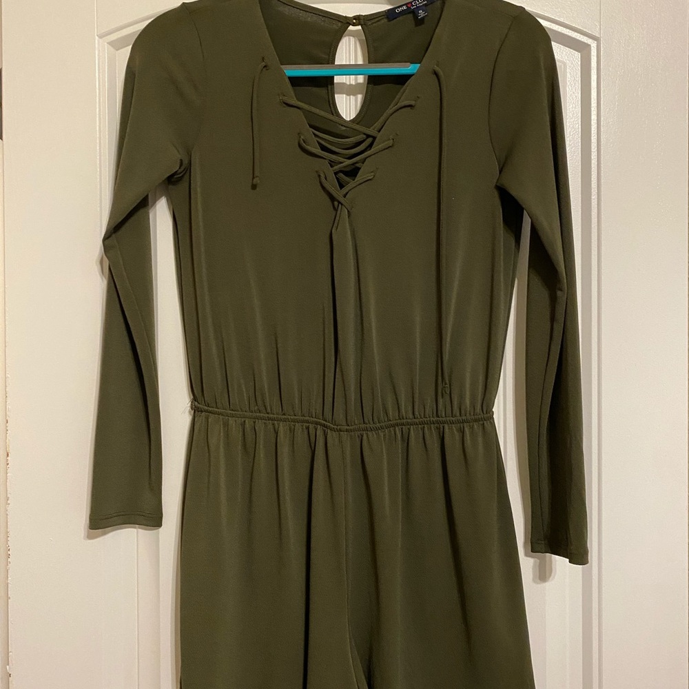 Army Green Long Sleeve Romper